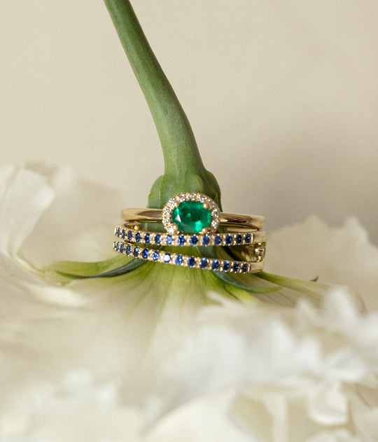 Anillo doble zafiros azules 14k