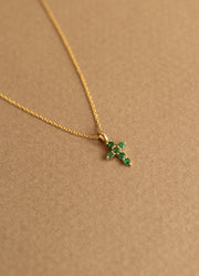 Cruz mini Esmeralda 0.12ct 14k