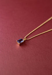 Dije tanzanita EC 0.8ct con cadena de bolitas 14k