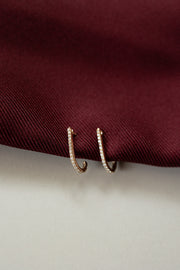 Arracadas U una linea diamantes 14k