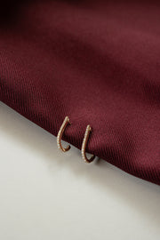 Arracadas U una linea diamantes 14k
