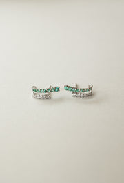 Medias arracadas esmeraldas y diamantes 18k