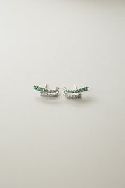 Medias arracadas esmeraldas y diamantes 18k