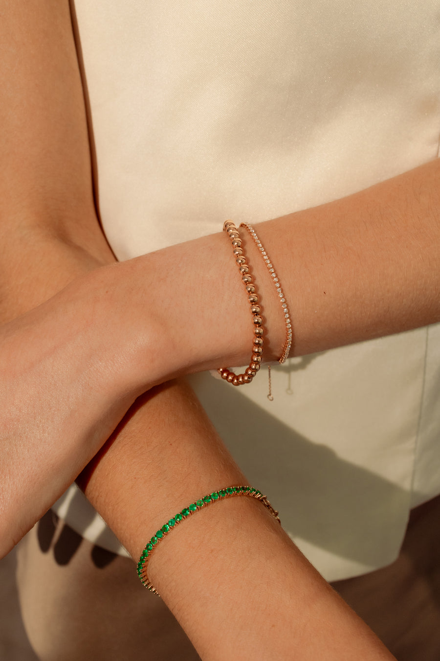 Pulsera beads 3mm 14k rosa