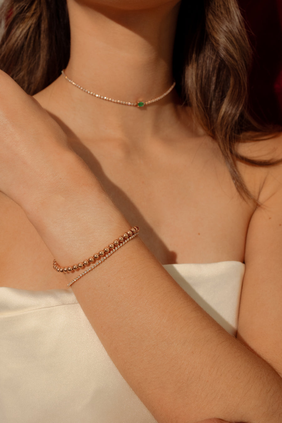 Pulsera beads 3mm 14k rosa