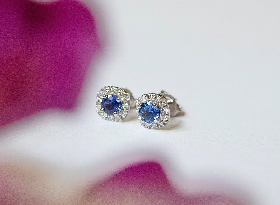 Aretes Larisa Zafiros azules con Diamantes