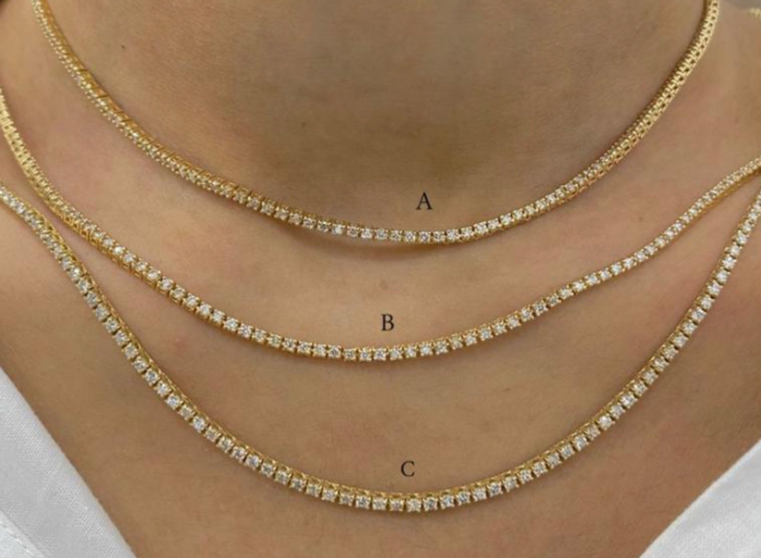 Collar Tennis Diamantes completo 14k